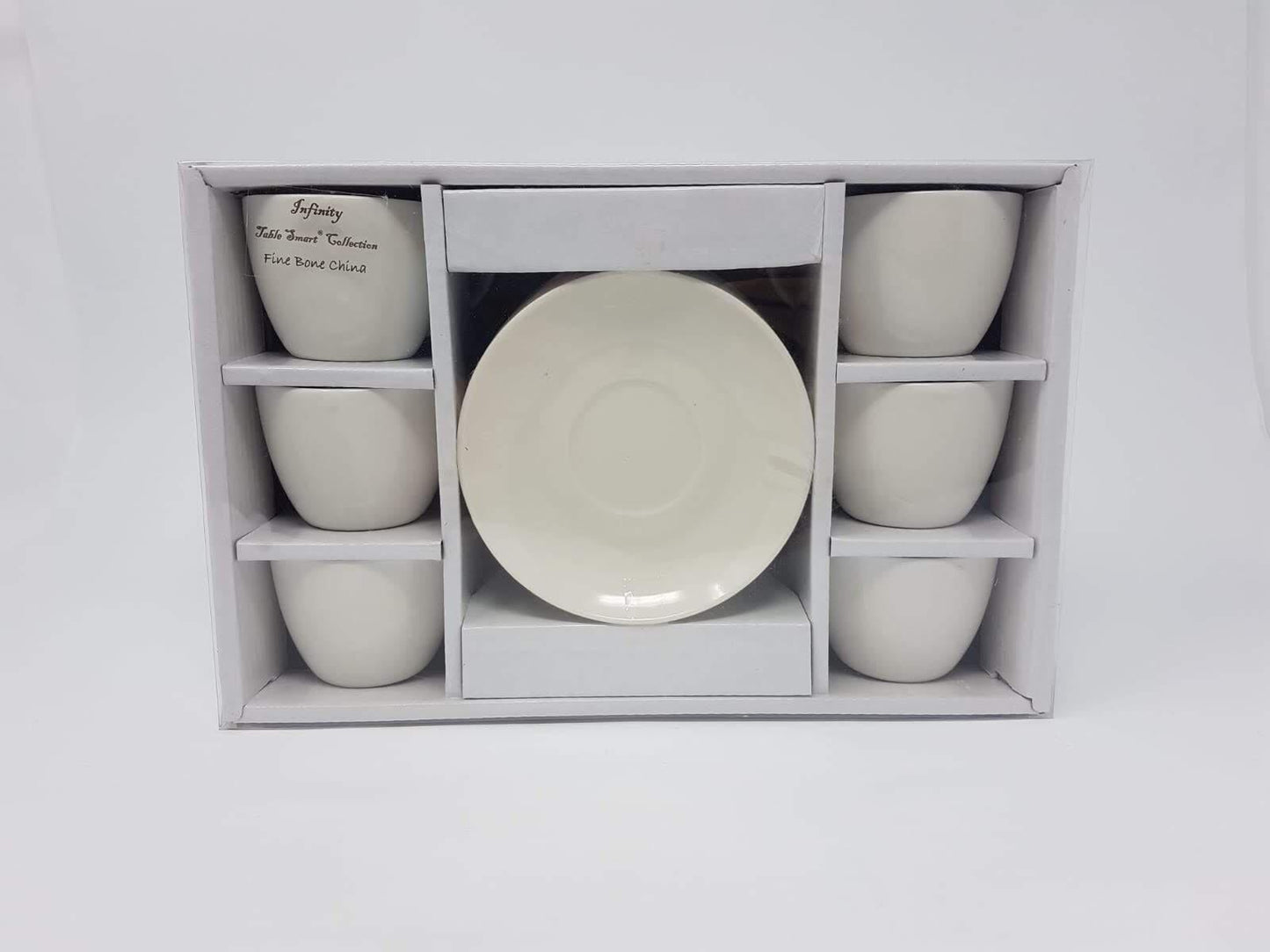 6 Coffee Cups & Saucers طقم فناجين قهوة ابيض سادة