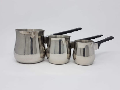 3 Stainless steal Coffee Kettles  طقم ركاوي قهوة ايطالي